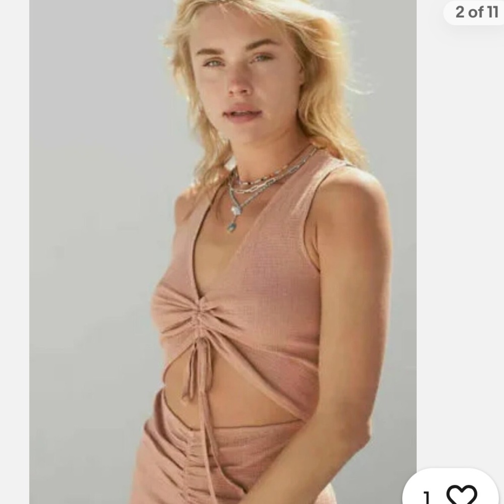 Free People Pink Ruched Bodycon Midi Dress - Picture 3 of 7